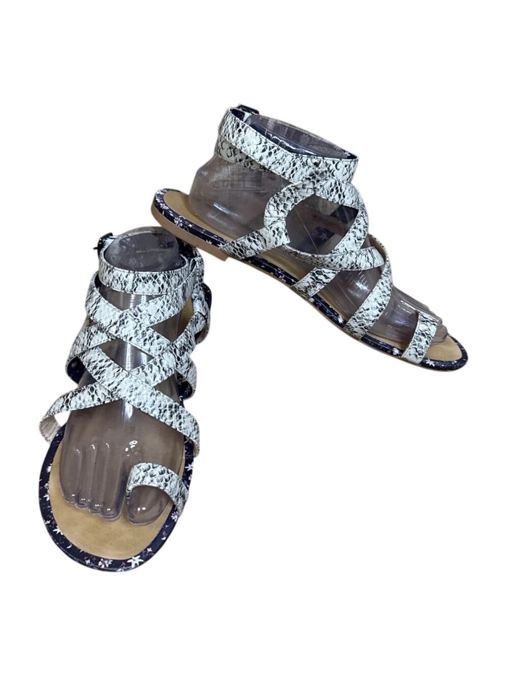 Cabi 6002 Athena Gladiator Sandals Python Snake Leather Ankle Wrap Size 9.5